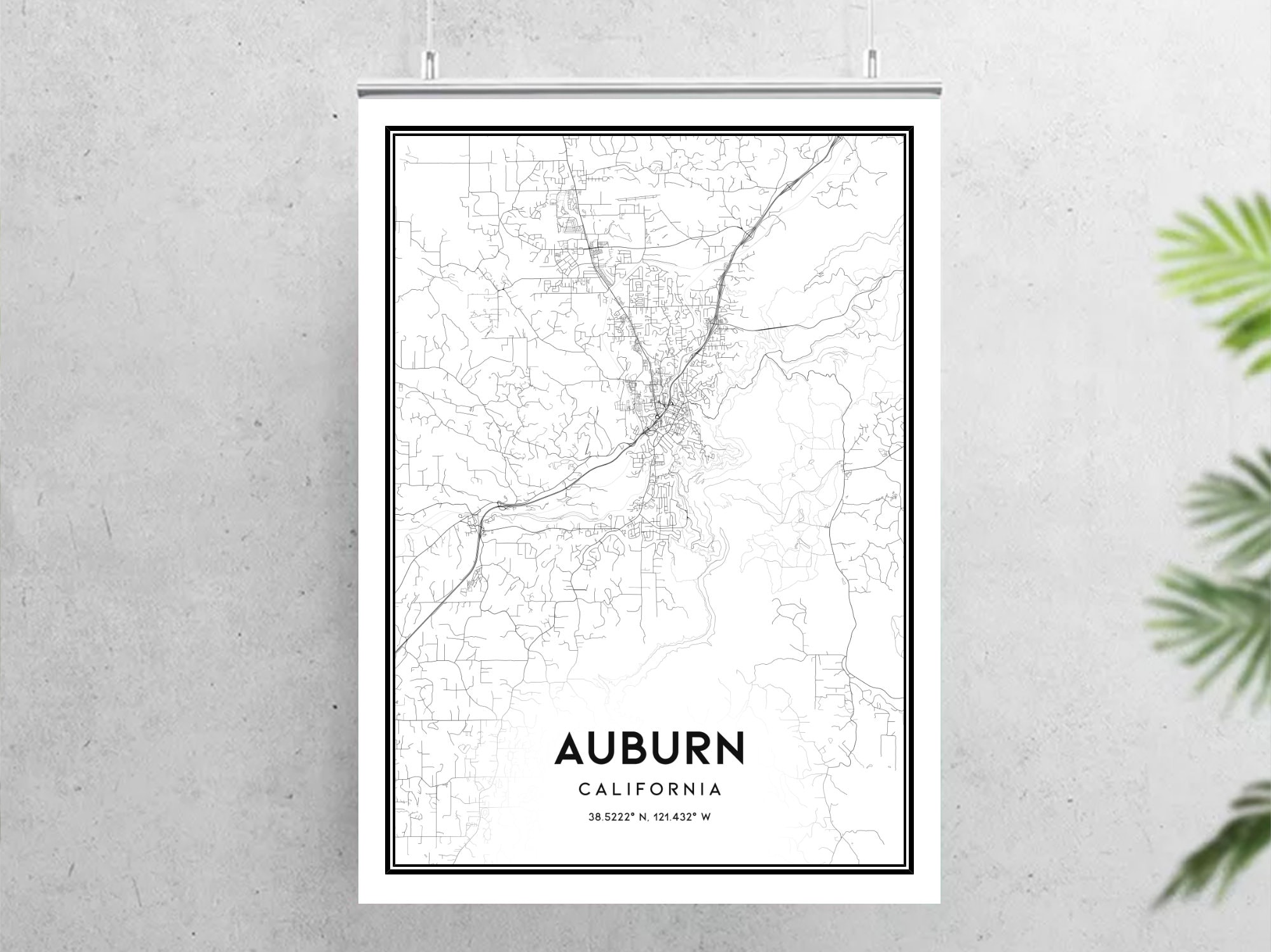 Auburn Map Print Auburn Map Poster Wall Art Ca City Map Etsy