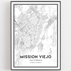 Mission Viejo Karte Druck, Mission Viejo Karte Poster Wandkunst, Ca Stadt Karte, Kalifornien Print Straßen karte Dekor, Road Map Geschenk, B360