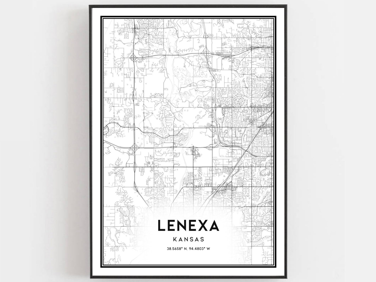 Lenexa Map Print Lenexa Map Poster Wall Art Ks City Map Etsy