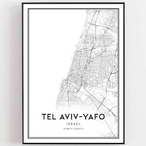Tel Aviv-yafo Map Print, Tel Aviv-yafo Map Poster Wall Art, Tel Aviv-yafo City Map, Tel Aviv-yafo Print Street Map Decor, Road Map B93