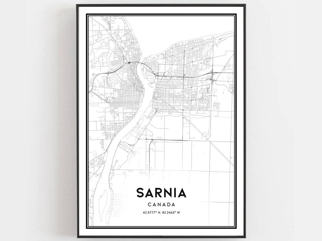 Sarnia Map Print, Sarnia Map Poster Wall Art, Sarnia City Map, Sarnia