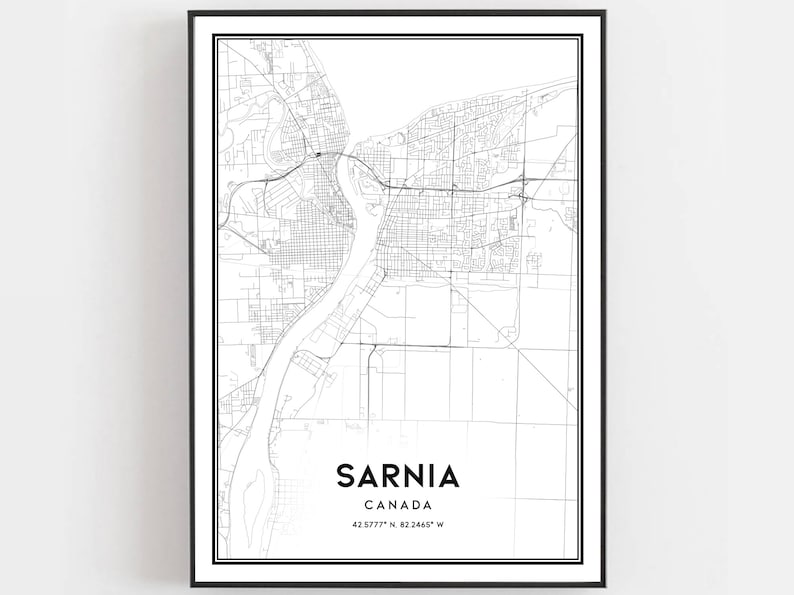 Sarnia Map Print Sarnia Map Poster Wall Art Sarnia City Etsy