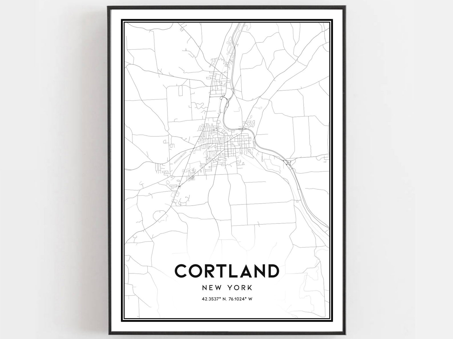 Cortland Map Print Cortland Map Poster Wall Art Ny City Map Etsy