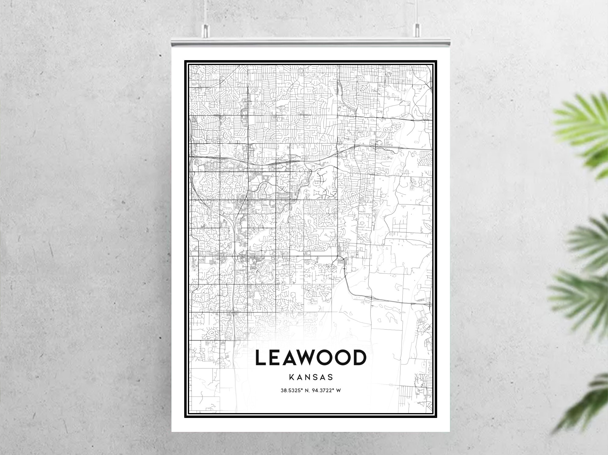 Leawood Map Print Leawood Map Poster Wall Art Ks City Map Kansas Il Hqm9 