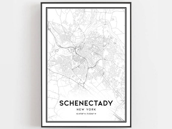 Schenectady Map Print Schenectady Map Poster Wall Art Ny Etsy