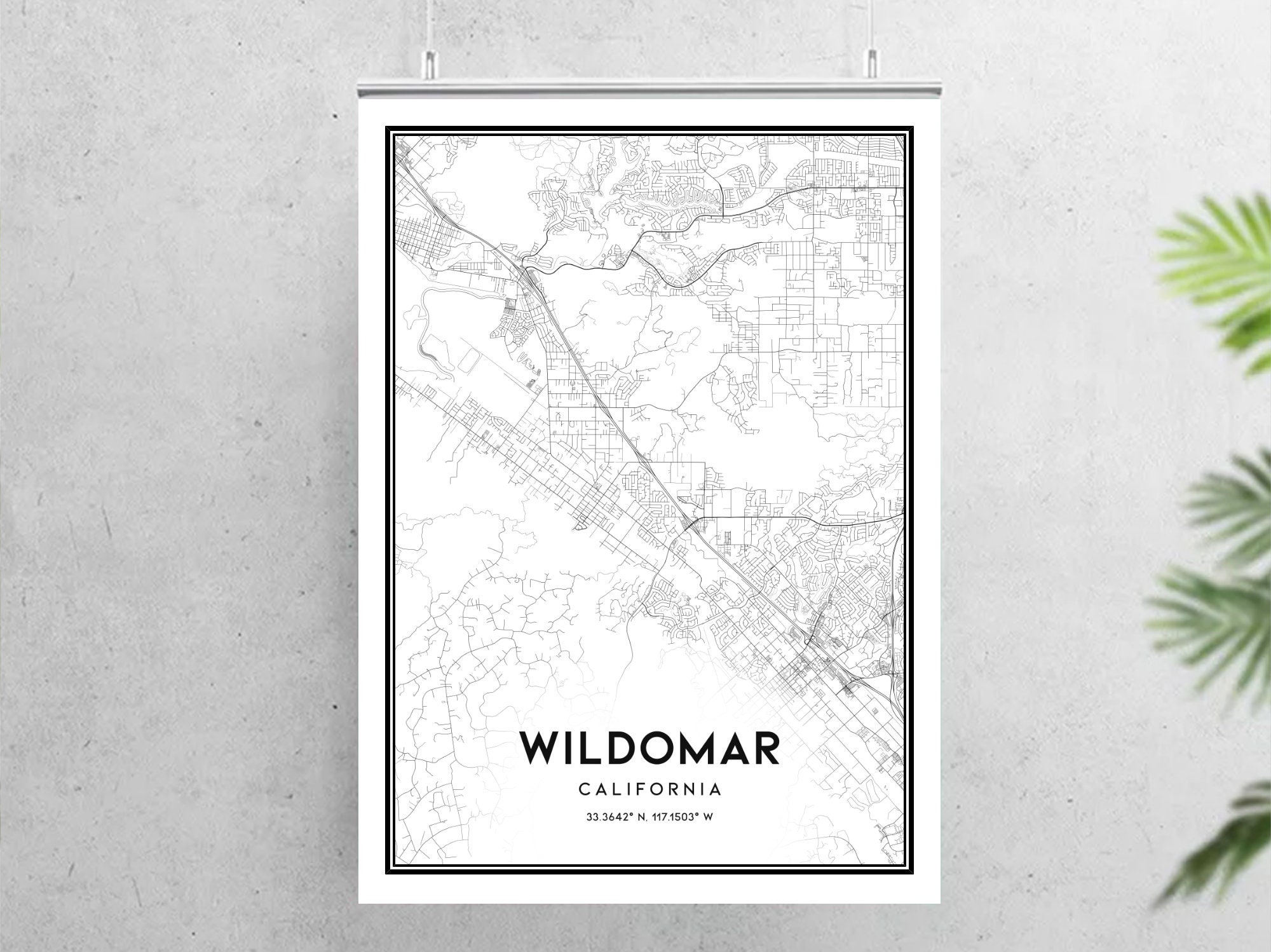 Wildomar Map Print Wildomar Map Poster Wall Art Ca City Map Etsy