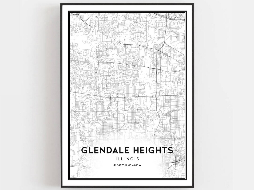 Glendale Heights Map Print, Glendale Heights Map Poster Wall Art, Il