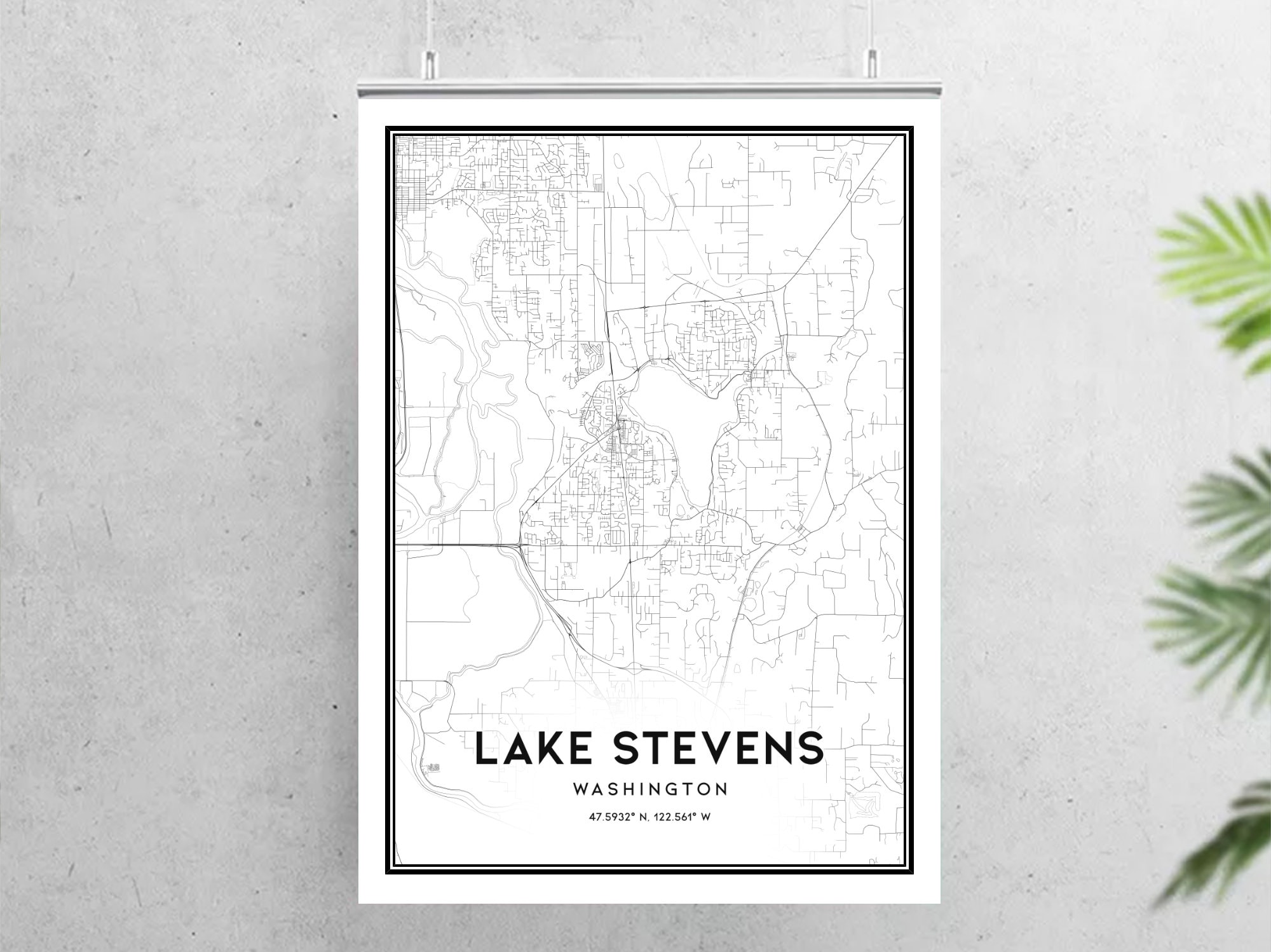 Lake Stevens Map Print, Lake Stevens Map Poster Wall Art, Wa City Map ...