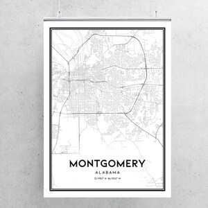 Montgomery Map Print, Montgomery Map Poster Wall Art, Al City Map ...