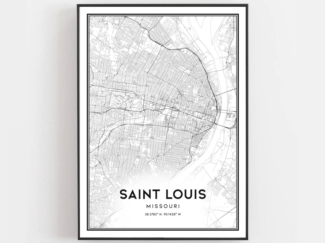 Saint Louis Map Print, Saint Louis Map Poster Wall Art, Mo City Map, Missouri Print Street Map ...