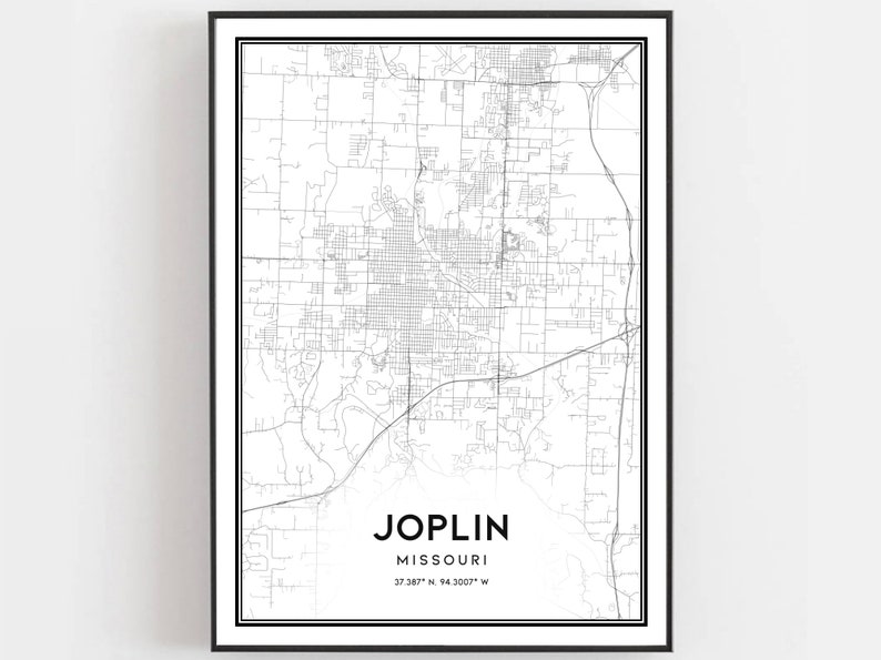 Joplin Map Print Joplin Map Poster Wall Art Mo City Map Etsy