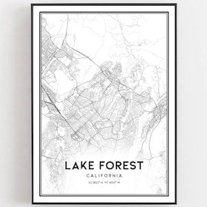 Lake Forest Map Print, Lake Forest Map Poster Wall Art, Ca City Map, Kalifornien Print Straßenkarte Dekor, Straßenkarte Geschenk, B979