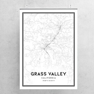 Grass Valley Map Print, Grass Valley Map Poster Wall Art, Ca City Map ...
