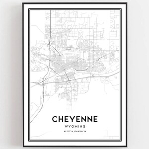Cheyenne Map Print, Cheyenne Map Poster Wall Art, Wy City Map, Wyoming Print Street Map Decor, Road Map Gift, B1012