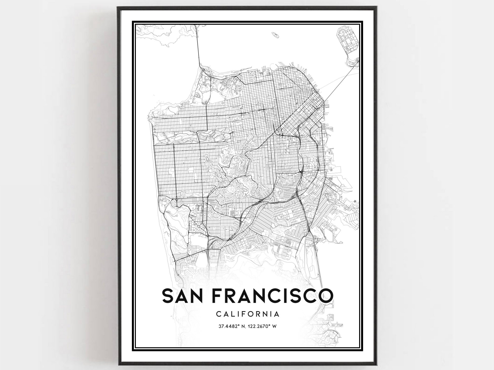 San Francisco Map Print San Francisco Map Poster Wall Art Ca - Etsy