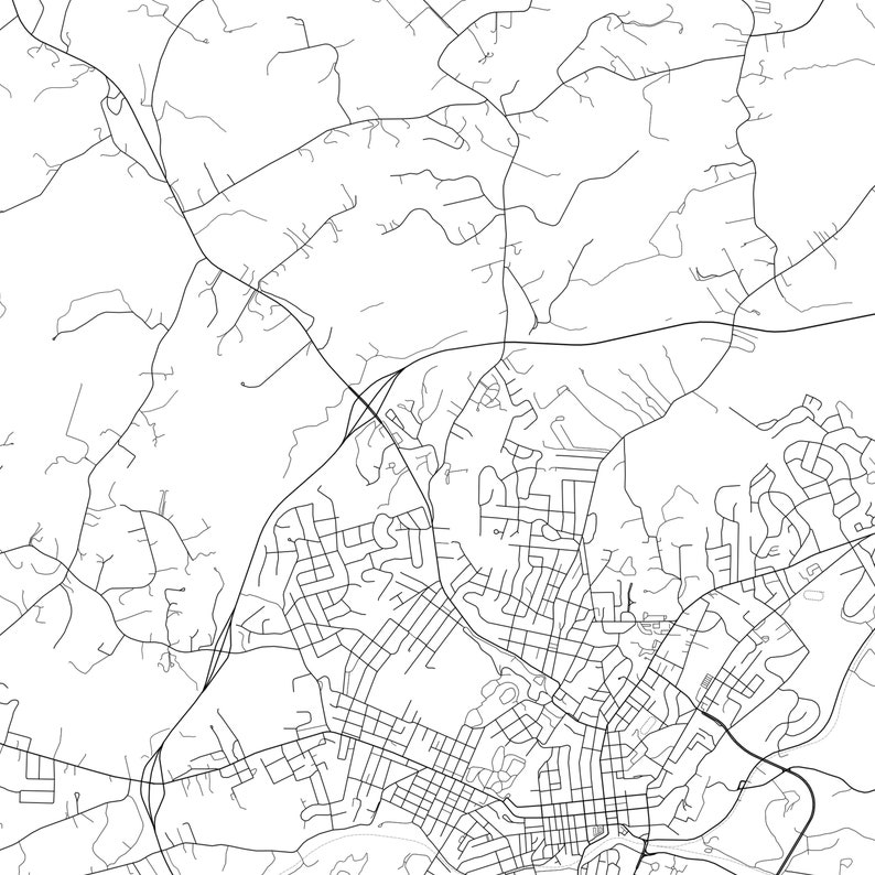 Staunton Map Print Staunton Map Poster Wall Art Va City Map Etsy