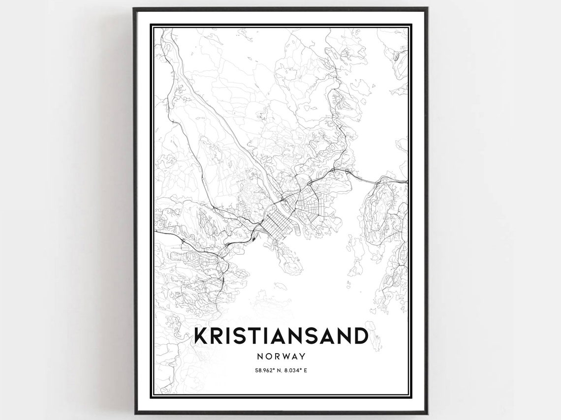 Kristiansand Map Print Kristiansand Map Poster Wall Art Etsy