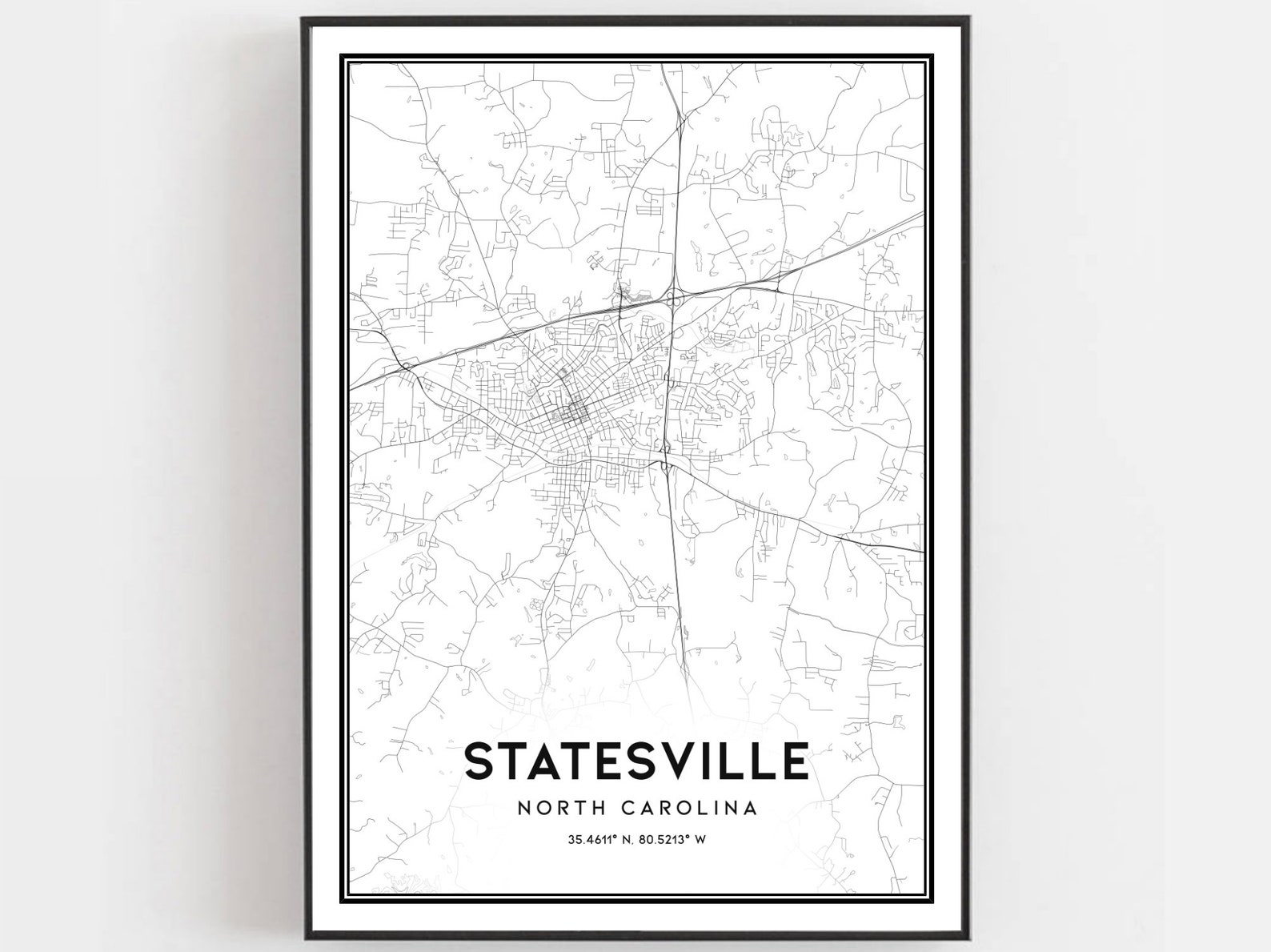 Statesville Map Print Statesville Map Poster Wall Art Nc - Etsy