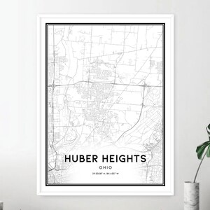 Huber Heights Map Print, Huber Heights Map Poster Wall Art, Oh City Map
