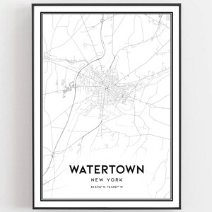 Wasserstadt Karte Druck, Wasserstadt Karte Poster Wandkunst, Ny Stadt Karte, New York Print Straßenkarte Dekor, Straßen karte Geschenk, B1300