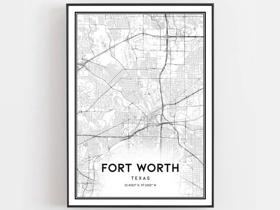 Fort Worth Map Print Fort Worth Map Poster Wall Art Tx City | Etsy