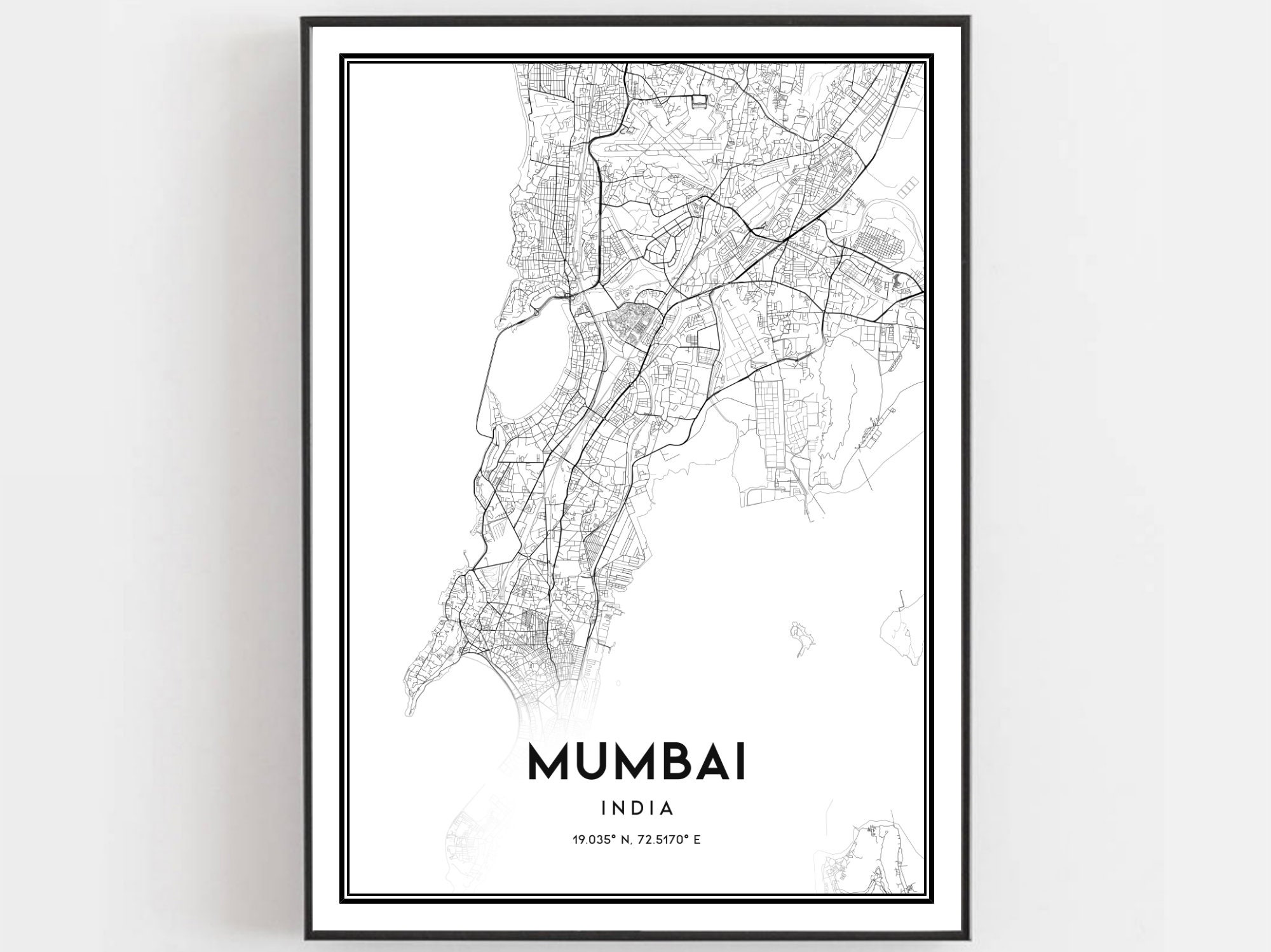 Mumbai City Road Map Mumbai Map Print Mumbai Map Poster Wall Art Mumbai City Map | Etsy Ireland