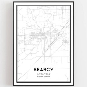 Searcy Karte Druck, Searcy Karte Poster Wandkunst, Ar Stadt karte, Arkansas Print Straßenkarte Dekor, Straßen karte Geschenk, B2000
