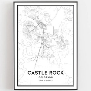 Castle Rock Map Print, Castle Rock Map Poster Wall Art, Co City Map, Colorado Print Street Map Decor, Road Map Gift, B1272