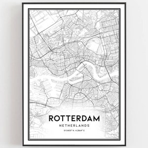 Rotterdam Karte Druck, Rotterdam Karte Poster Wandkunst, Rotterdam Stadt karte, Rotterdam Print Straßenkarte Dekor, Straßen karte Geschenk