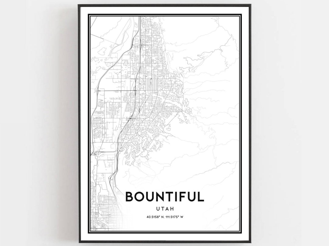 Bountiful Map Print, Bountiful Map Poster Wall Art, Ut City Map, Utah ...