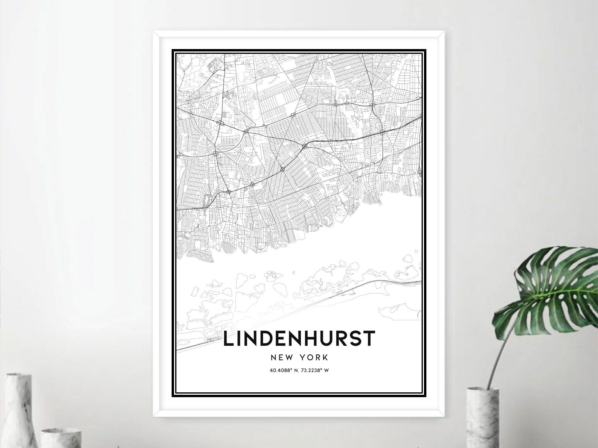 Lindenhurst Map Print Lindenhurst Map Poster Wall Art Ny Etsy España