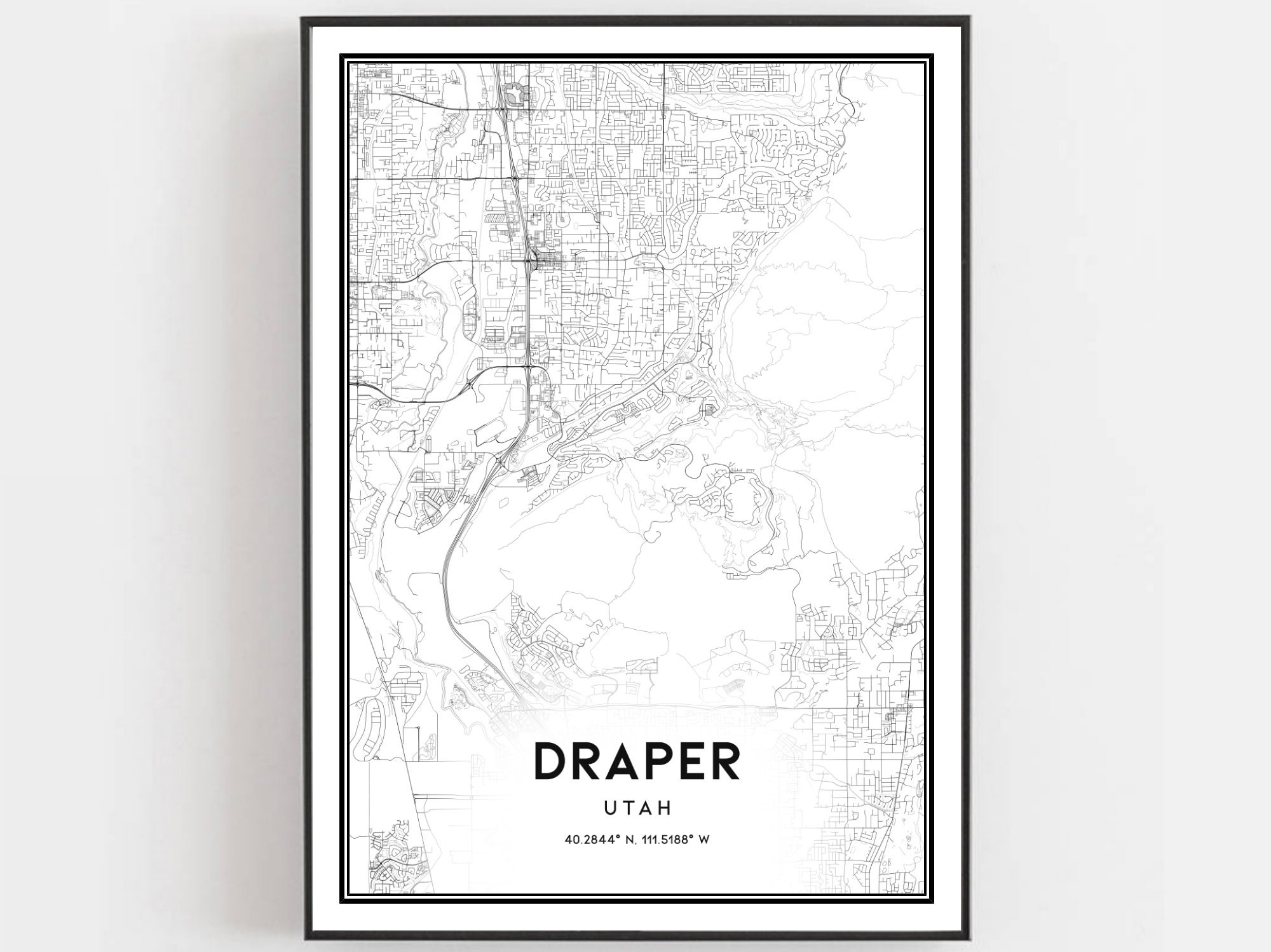 Draper Map Draper Map Print Draper Map Poster Wall Art Ut City Map | Etsy