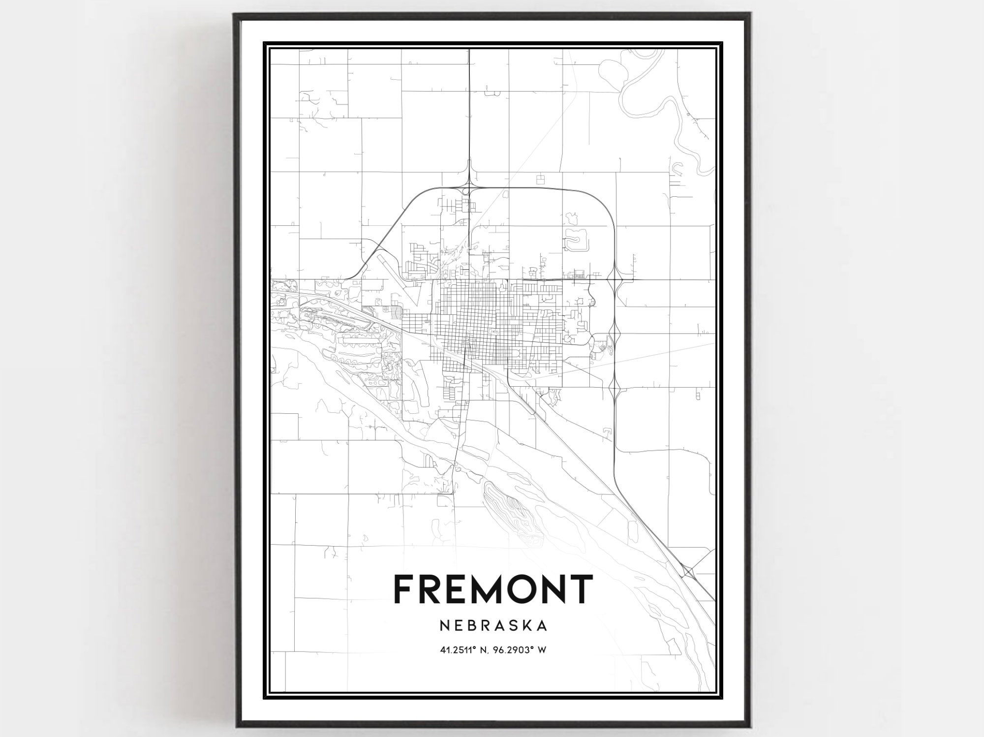 Fremont Map Print: Fremont Map Poster Wall Art Ne City Map | Etsy