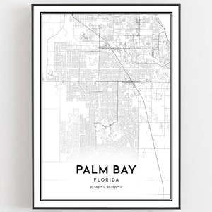 Palm Bay Map Print, Palm Bay Map Poster Wall Art, Fl City Map, Florida Print Street Map Decor, Road Map Gift
