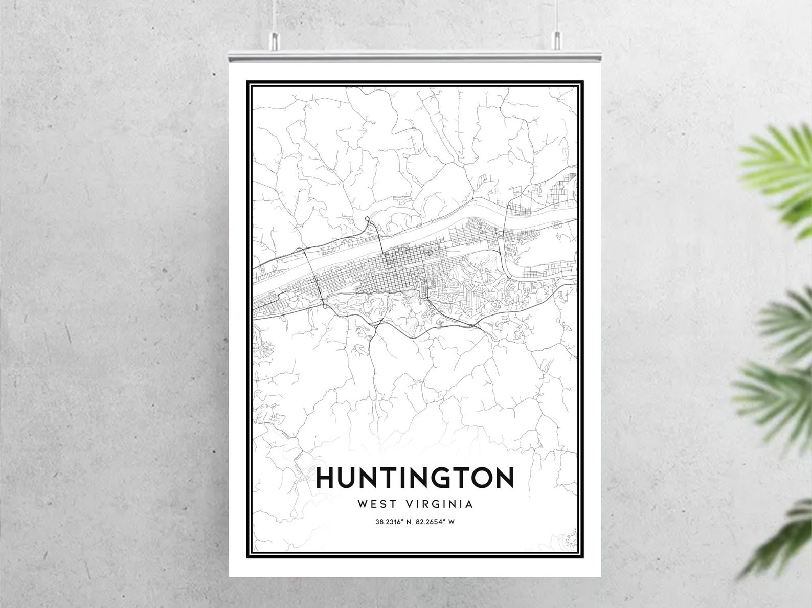 Huntington Map Print Huntington Map Poster Wall Art Va City Etsy