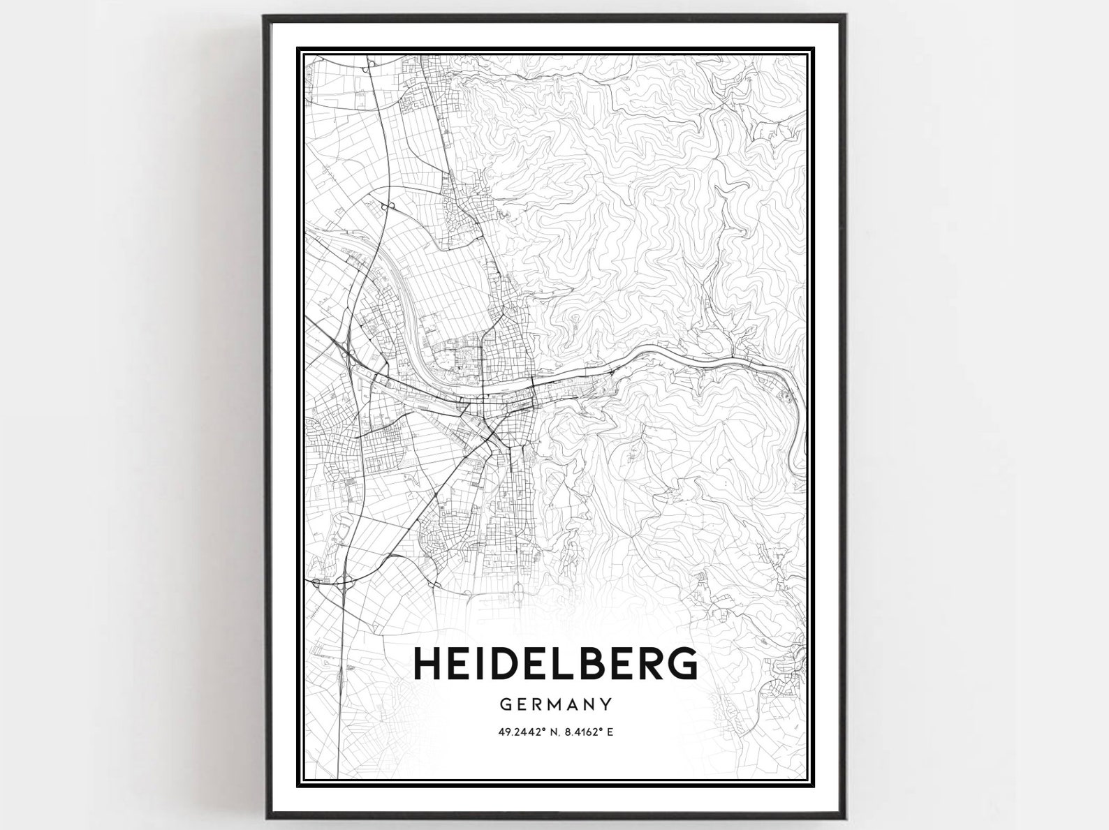 Heidelberg Map Print Heidelberg Map Poster Wall Art - Etsy