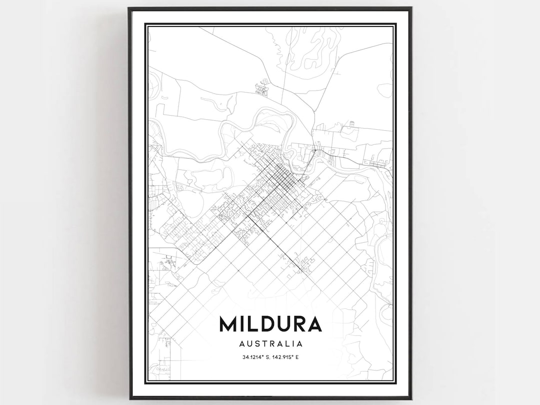 Mildura Map Print, Mildura Map Poster Wall Art, Mildura City Map ...