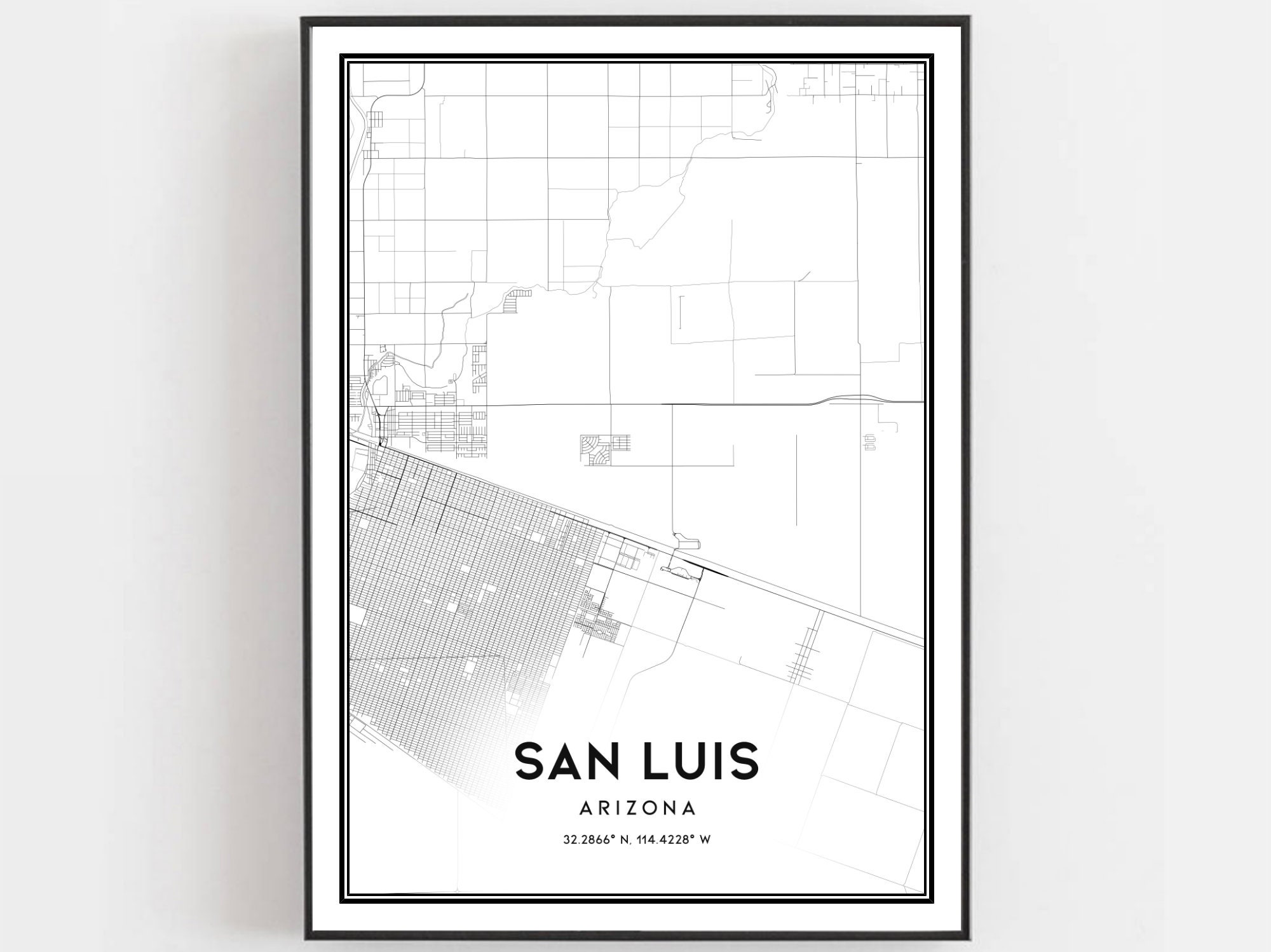Sent Luis Map San Luis Map Print San Luis Map Poster Wall Art Az City | Etsy