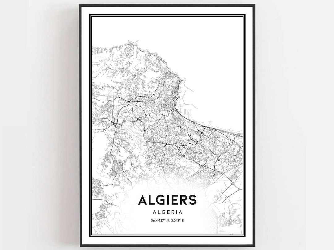 Algiers Map Print, Algiers Map Poster Wall Art, Algiers City Map ...