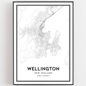 Wellington Karte Druck, Wellington Karte Poster Wandkunst, Wellington Stadt karte, Wellington Print Straßenkarte Dekor, Straßen karte Geschenk
