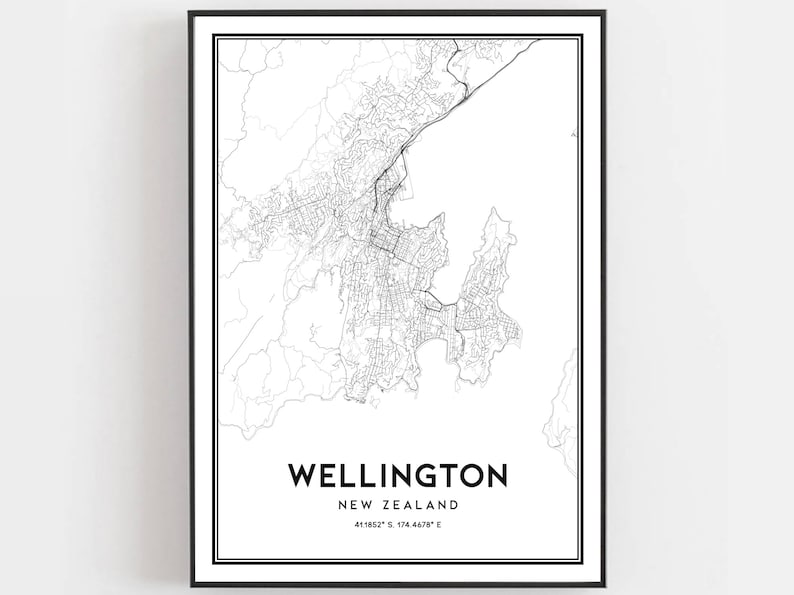 Wellington Map Print Wellington Map Poster Wall Art Etsy