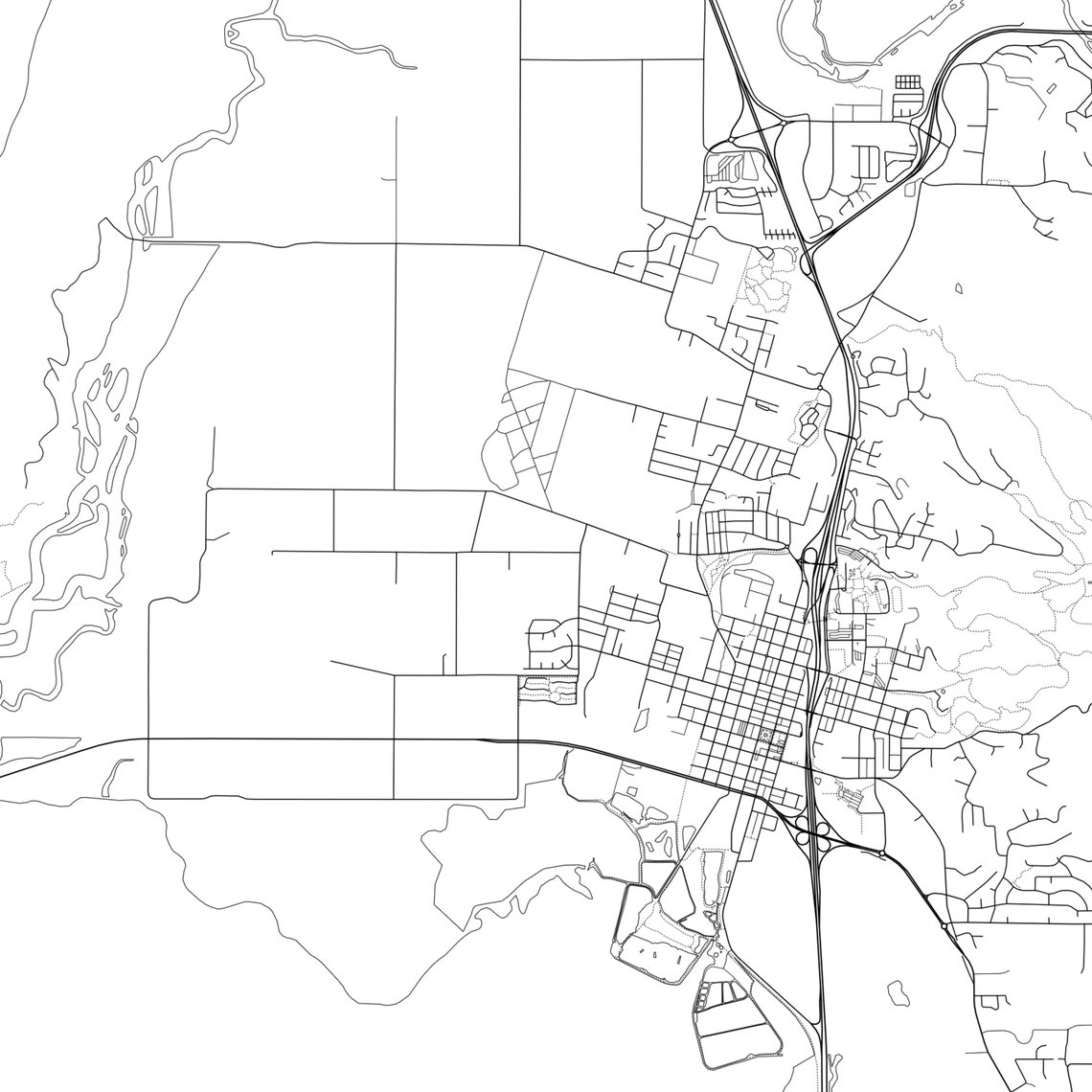 Arcata Map Print Arcata Map Poster Wall Art Ca City Map Etsy