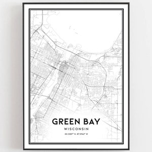 Green Bay Map Print, Green Bay Map Poster Wall Art, Wi Stadt karte, Stadtplan, Stadtplan Druck, Stadtplan Deko, Landkarte Geschenk, B599