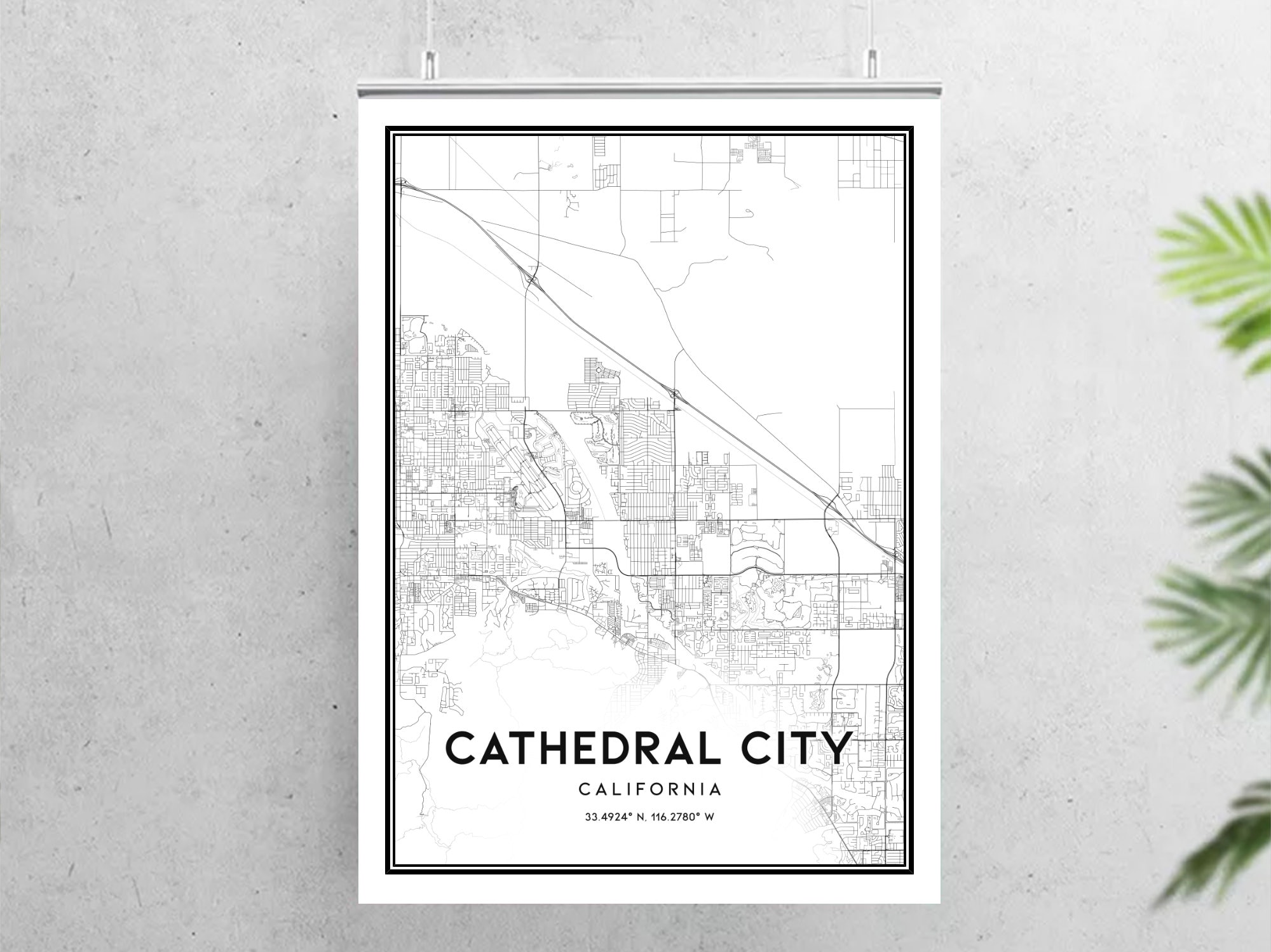 Vintage style Cathedral City map print