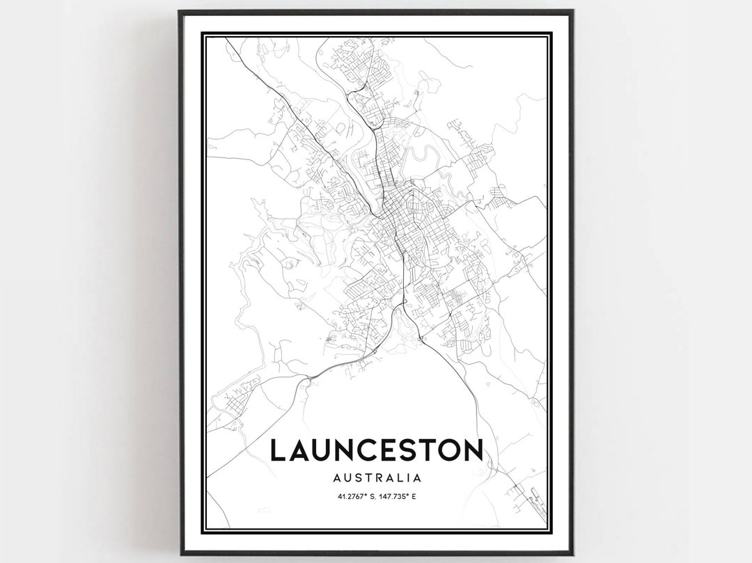 Launceston Map Print, Launceston Map Poster Wall Art, Launceston City