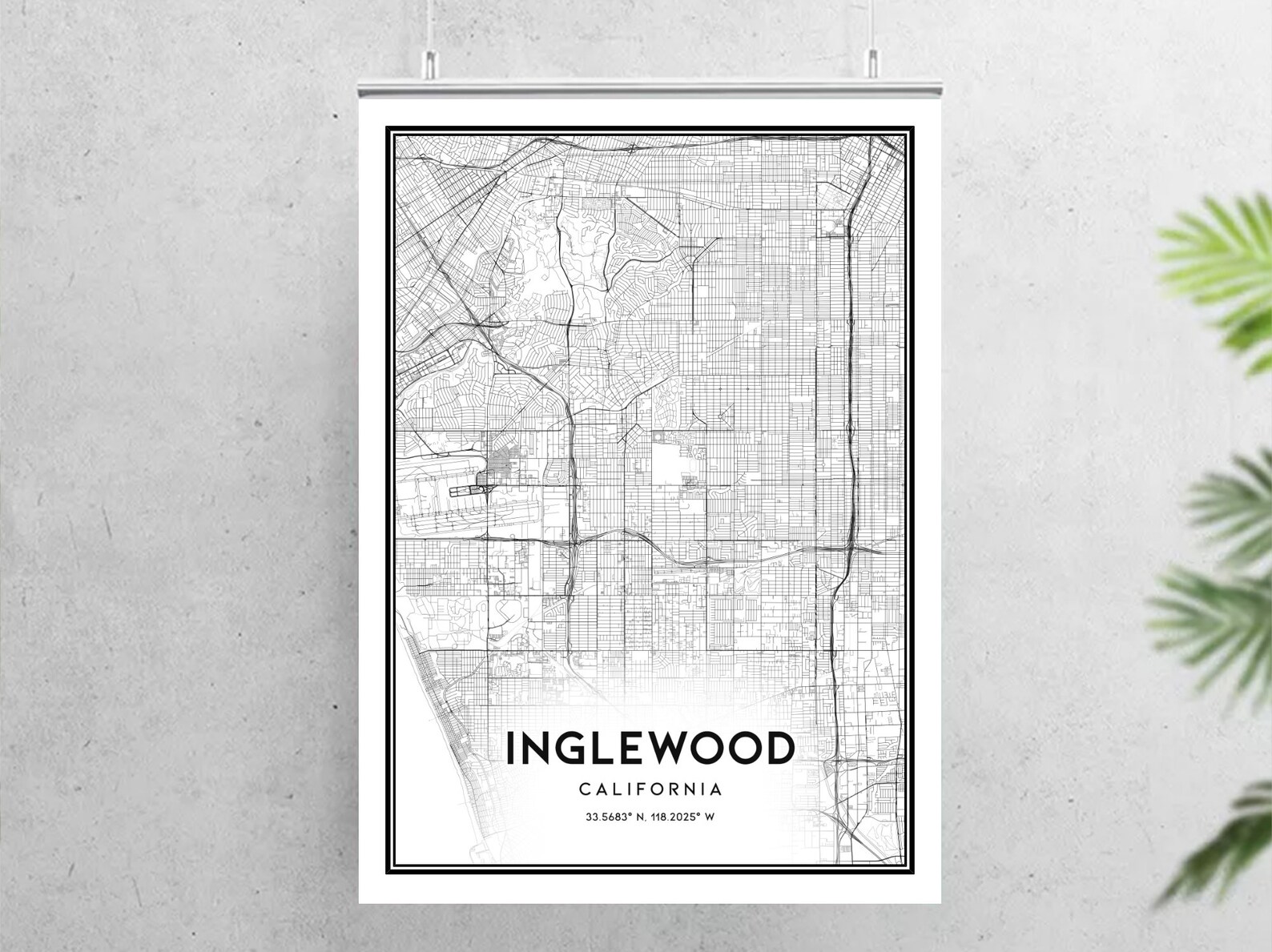 Inglewood Map Print Inglewood Map Poster Wall Art Ca City Etsy