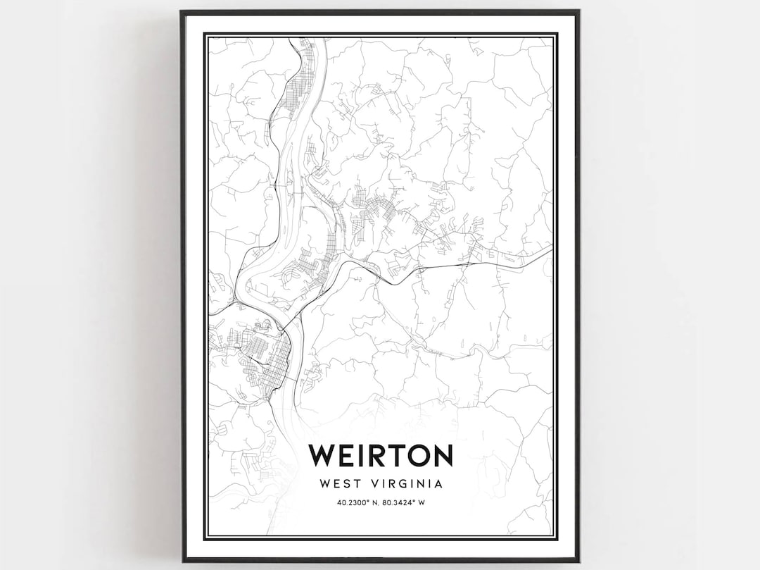 Weirton Map Print, Weirton Map Poster Wall Art, Va City Map, West