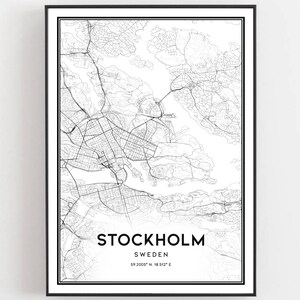 Stockholm Karte Druck, Stockholm Karte Poster Wandkunst, Stockholm Stadt karte, Stockholm Print Straßenkarte Dekor, Straßenkarte Geschenk, B224v4