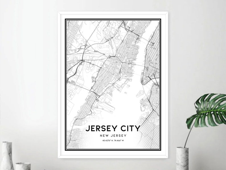 Jersey City Map Print Jersey City Map Poster Wall Art Nj | Etsy