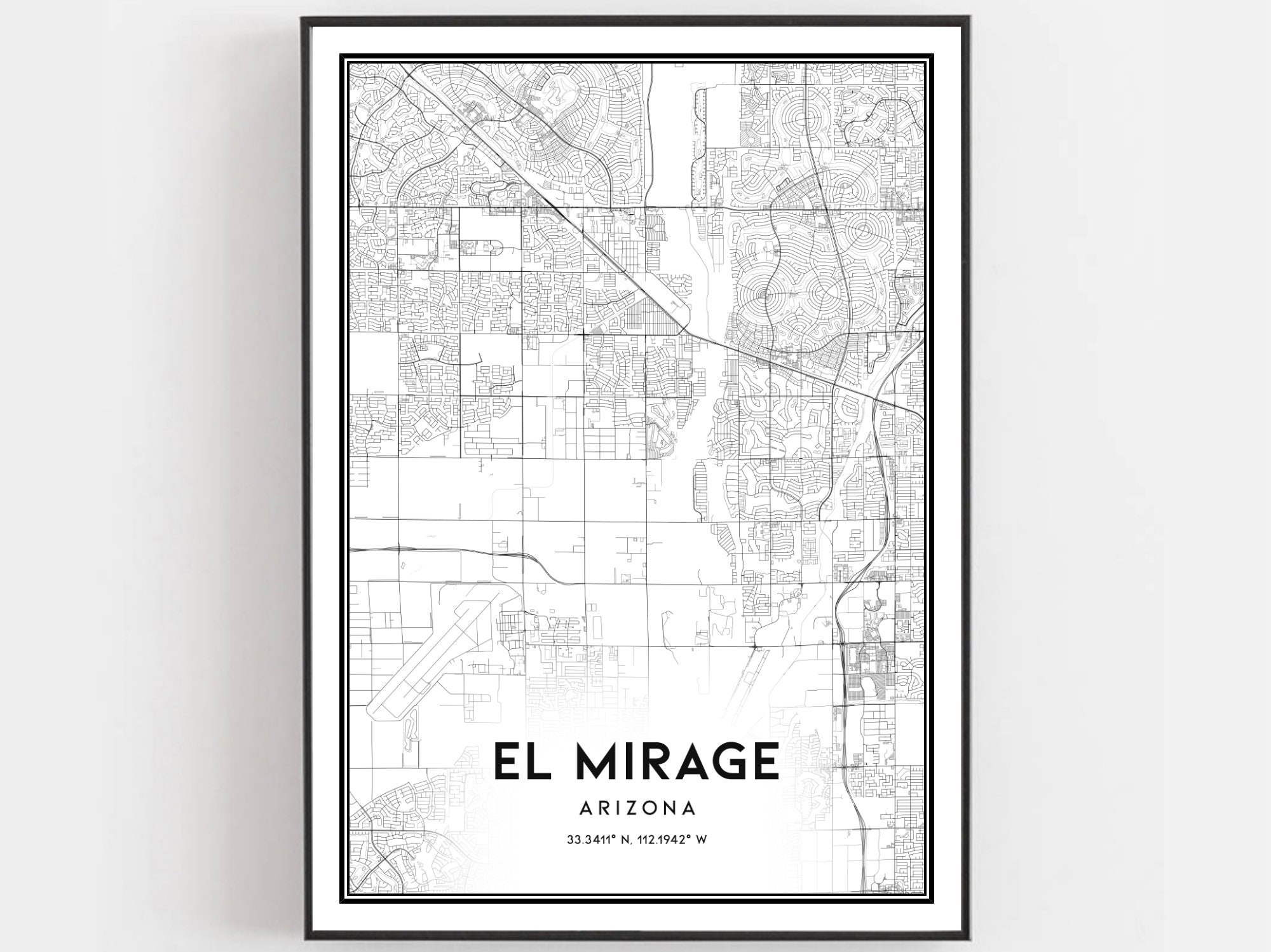 El Mirage Map Print El Mirage Map Poster Wall Art Az City Etsy